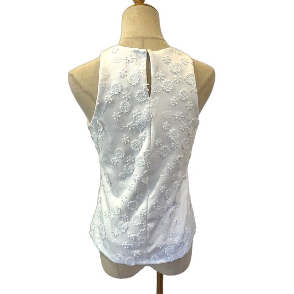 Ann Taylor Petite Flower White Sleeveless Tank Shell XSP NEW NWT - Picture 3 of 10